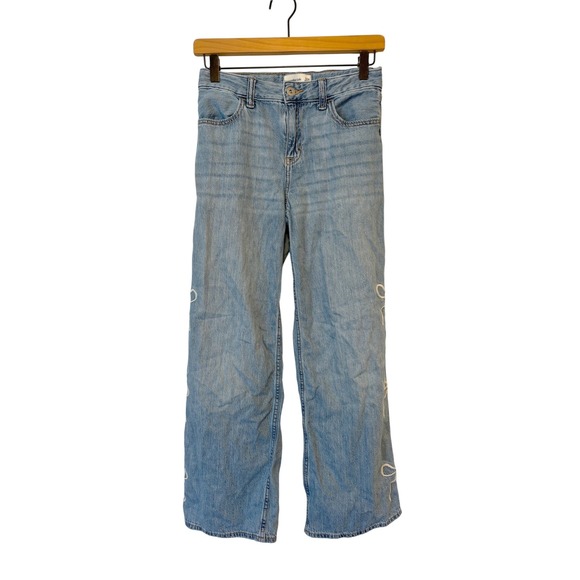 Abercrombie & Fitch Denim - Abercrombie Kids High Rise Ultra Wide Leg Jeans Light Wash Bow Detail Size 13/14